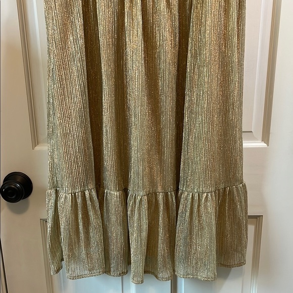 Draper James RSVP Gold Glitter Ruched Ruffle Sleeveless Mini Dress - Size XXL - Picture 4 of 15